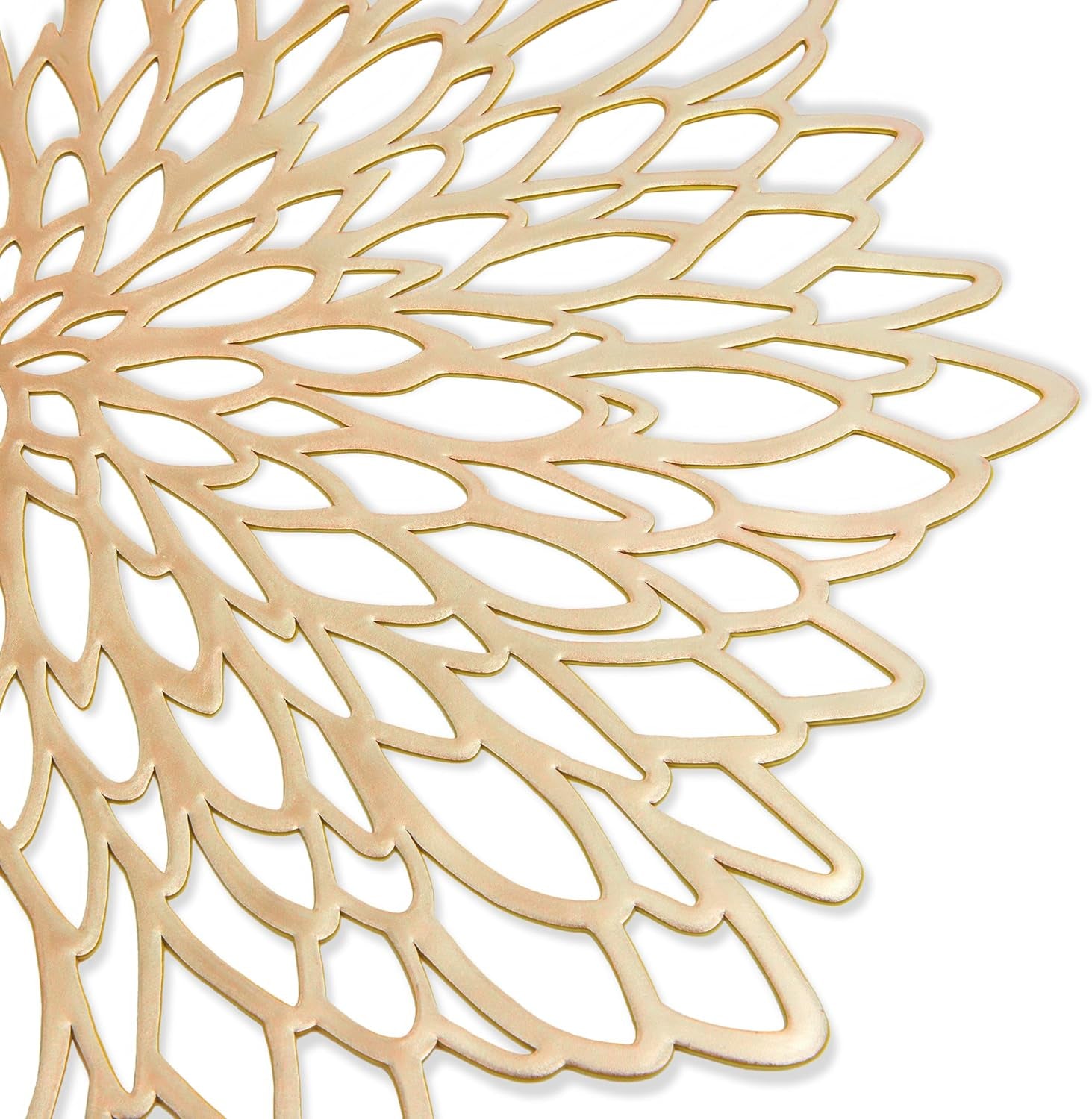 10 Pack Gold Vinyl Placemats - 14.4" X 14.4" round Table Mats and Plate Chargers with Leaf Design for Elegant Table Decor and Protection - Stylish Charger Plates for Events and Wedding Parties