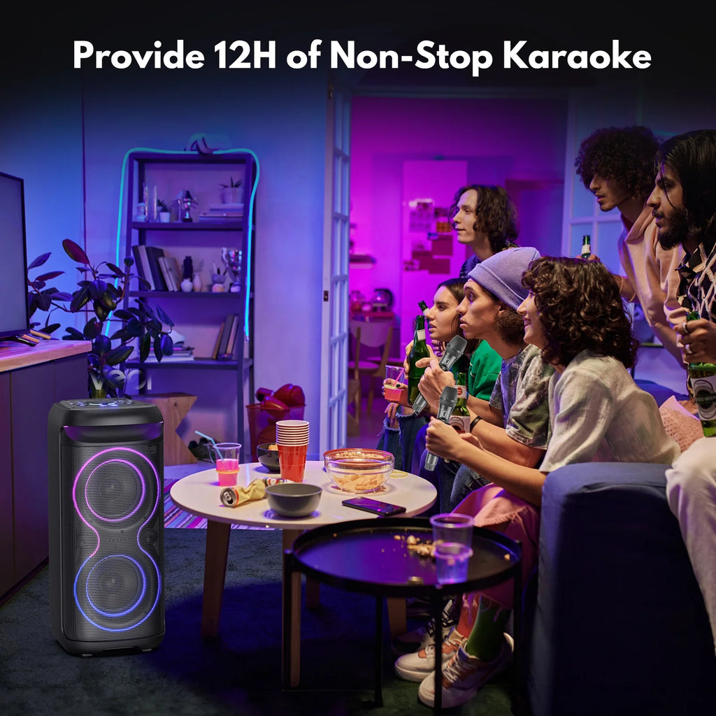 Large Party Speaker, Big Outdoor Speaker Bluetooth with Dj Lights, Powerful Deep Bass for Outdoor Backyard Party
