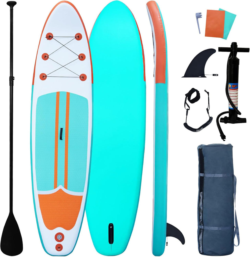 Inflatable Paddle Boards Stand up Paddleboard Wide Stable with Premium SUP Paddle Board Accessories for All Skill Levels with Fins, Adjustable Paddle, Pump, Backpack, Leash