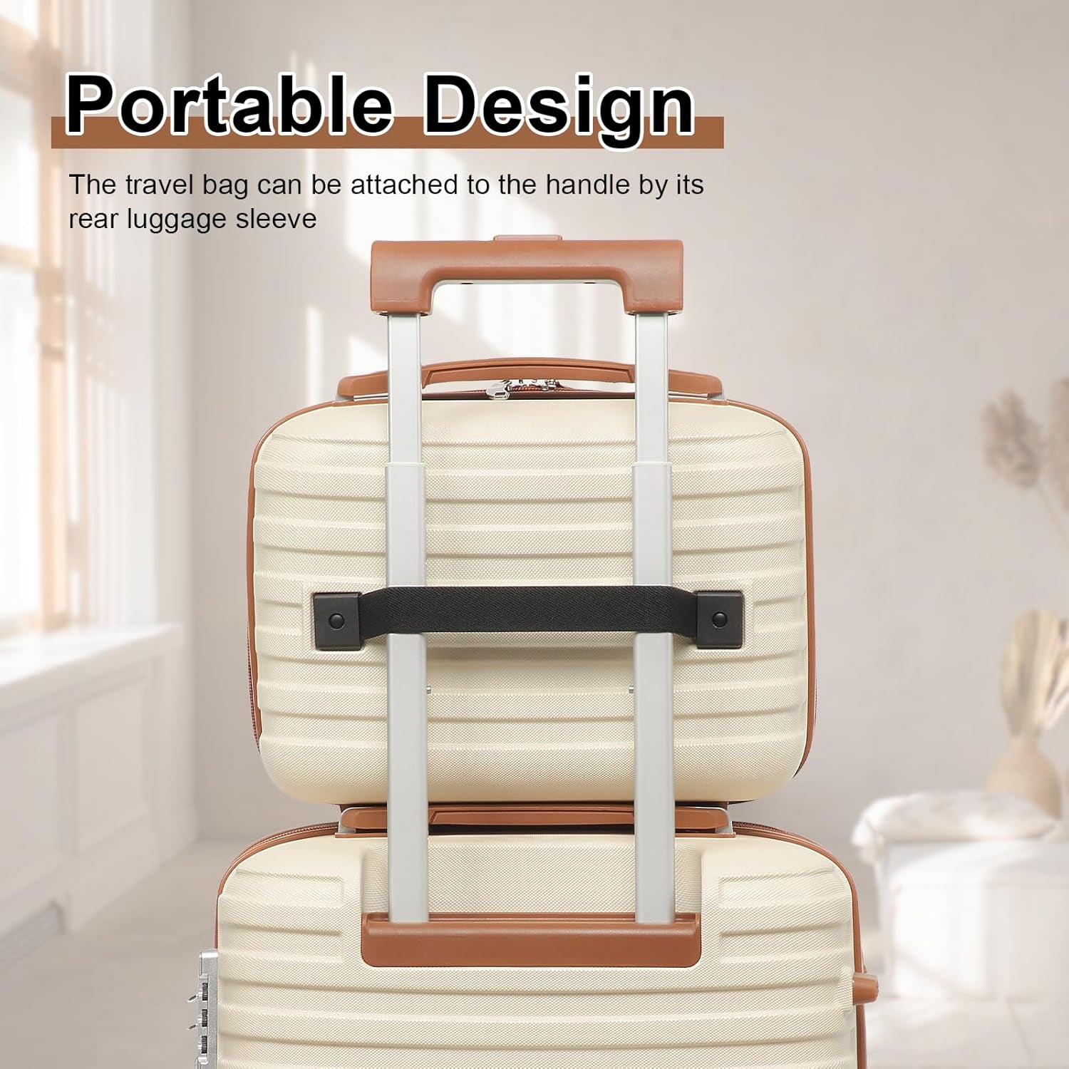 Luggage Set 3 Piece Suitcase Sets with Spinner Wheel,Hardside Expandable Travel Laggage with TSA Lock (13/20/24/28 White Brown