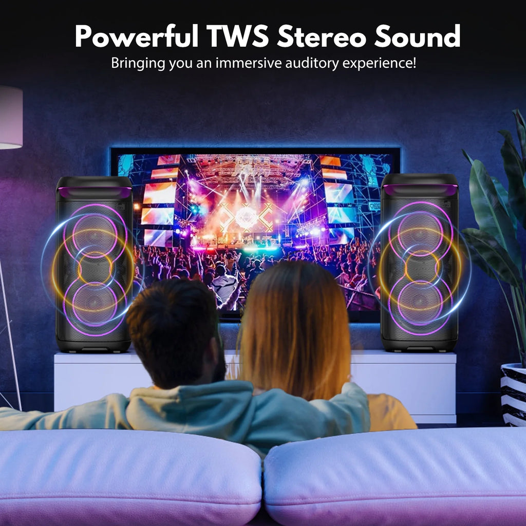 Large Party Speaker, Big Outdoor Speaker Bluetooth with Dj Lights, Powerful Deep Bass for Outdoor Backyard Party
