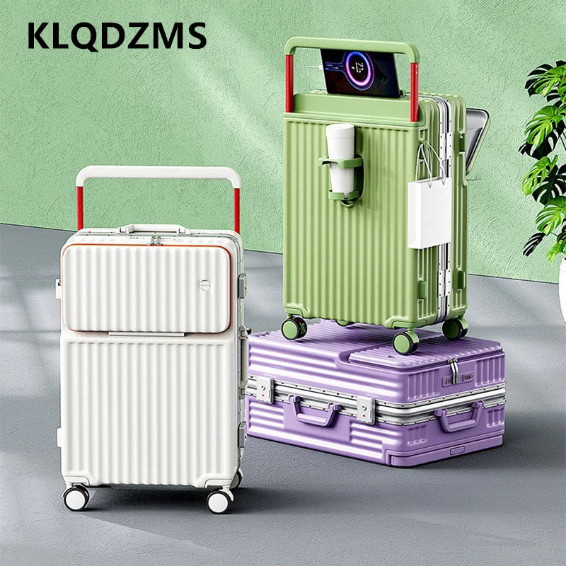 20"22"24"26 Inch Charging Suitcase Front Opening Boarding Multifunctional Trolley Case Laptop Women'S Cabin Luggage