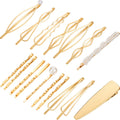 17 Pieces Gold Hair Pins Set Geometric Bobby Pin Barrettes Metal Gold Decorative Styling Jewelry Hair Clamps Accessories for Women Wedding Parties