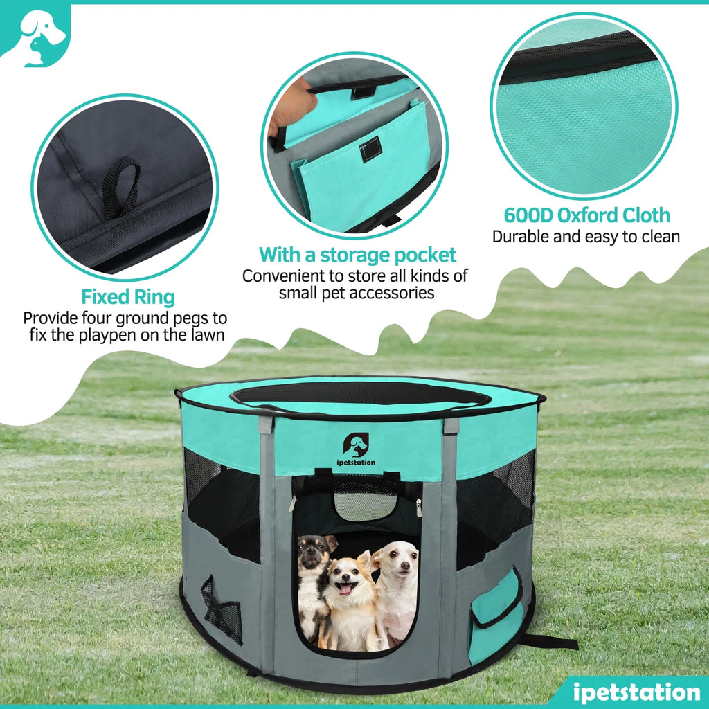 Pet Playpen -10.23Sq.Ft Large Pens for Puppies Kittens Cat Rabbit-Portable & Foldable Dog Pens Pet Kennel for Indoor, Outdoor RV Travel Office Potty Training Nursing Room