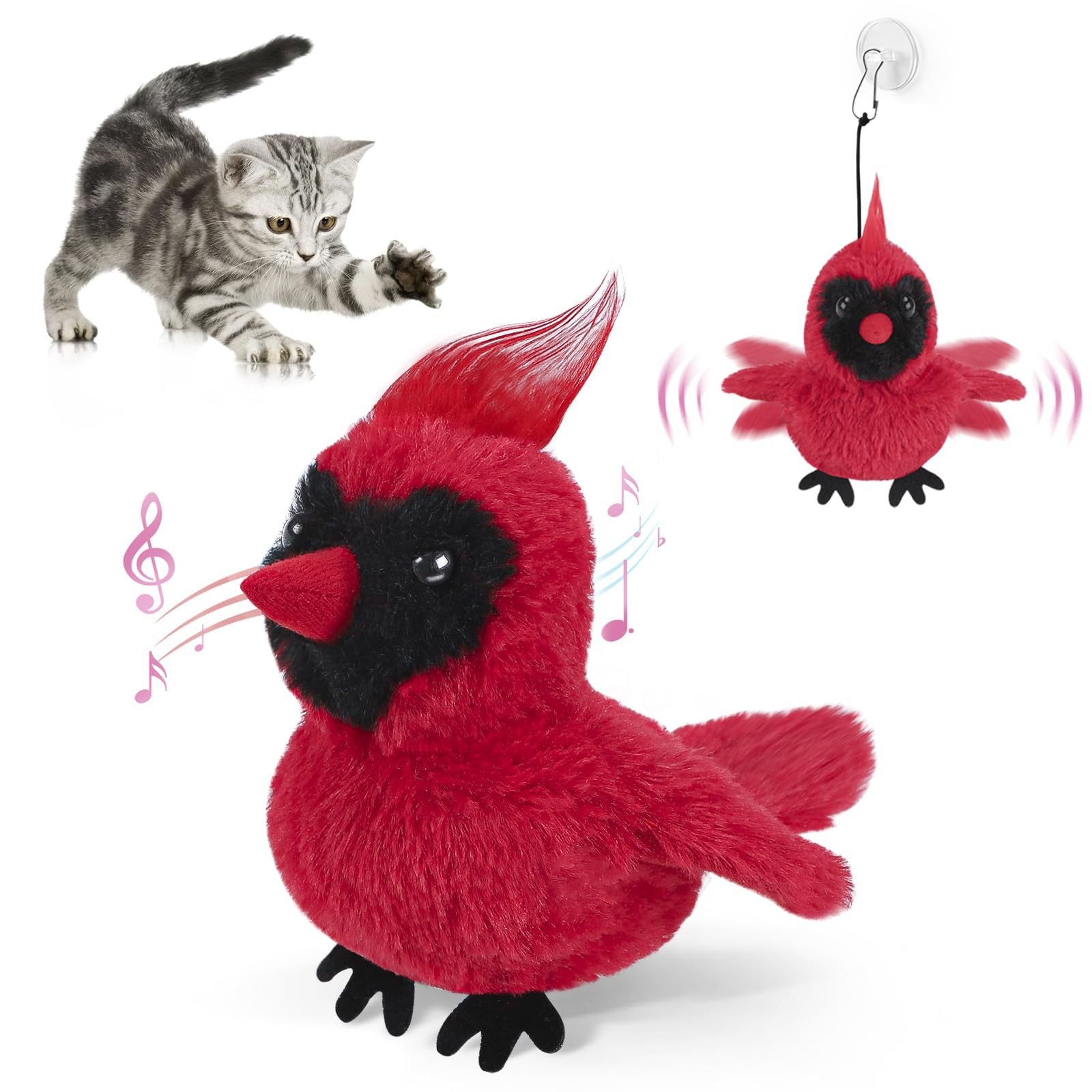 Interactive Cat Plush Toys for Indoor Cats Automatic Flapping Bird Cat Toy USB Rechargeable Electronic Pet Enrichment Toys