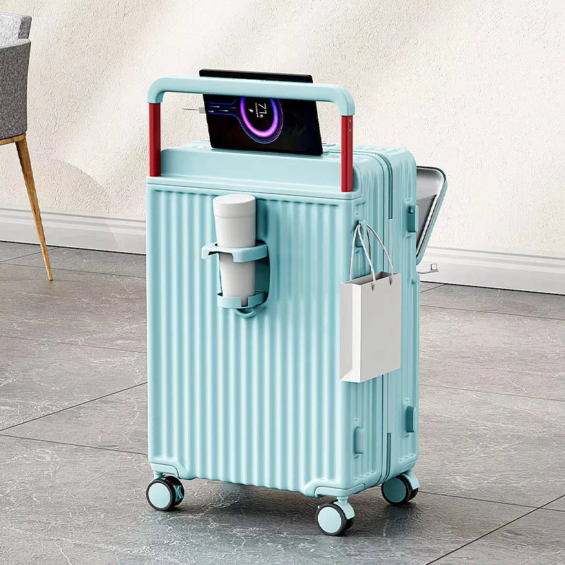 20"22"24"26 Inch Charging Suitcase Front Opening Boarding Multifunctional Trolley Case Laptop Women'S Cabin Luggage