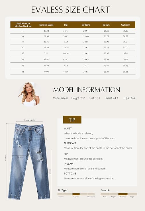 Women'S High Waisted Tummy Control Straight Ankle Ripped Jeans