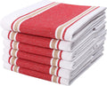 100% Cotton Kitchen Dish Towel Set of 6 Pack, Highly Absorbent Quick Drying, Machine Washable and Reusable Ultra Soft Tea Towel with Hanging Loop for Cleaning Dishes, 20X28 Inch Red
