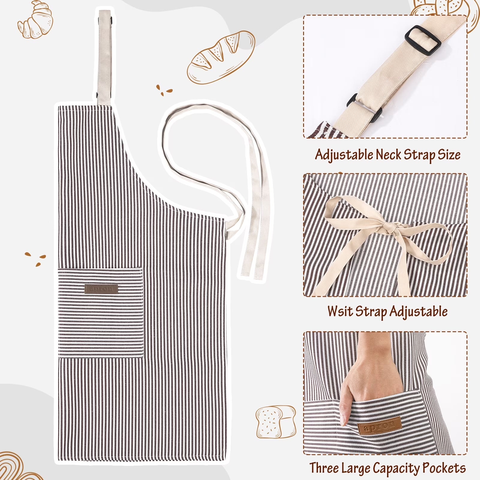 2 Pack Chef Aprons for Cooking & Baking - Soft Restaurant Quality Kitchen Aprons with Adjustable Neck & Long Tie, 2 Pockets Protective Aprons for Men & Women, BBQ Grilling Baking
