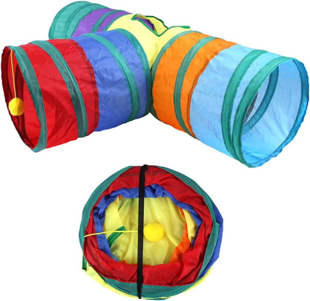 32Pcs Cat Toys Kitten Interactive Pet Toys Assortments, Foldable Rainbow Tunnel,