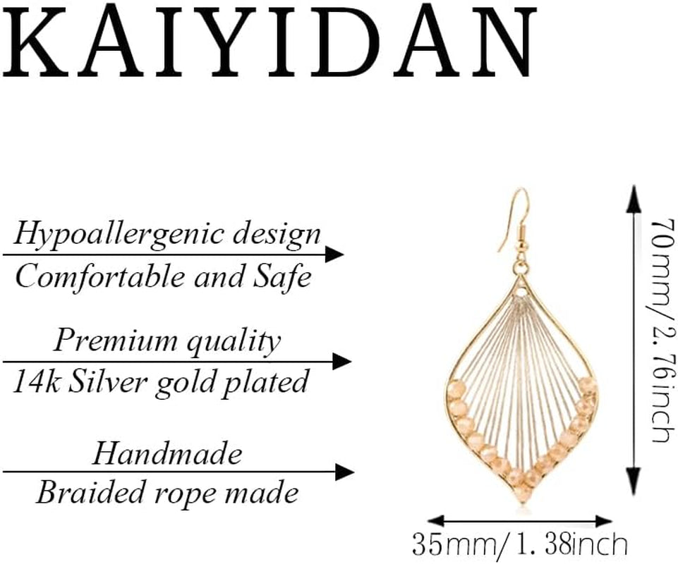 Silver/Gold Boho Dangle Statement Earrings for Women Trendy,Handmade Vintage Dainty Cute Long Drop Summer Earrings,Fashion Accessories Jewelry Gifts