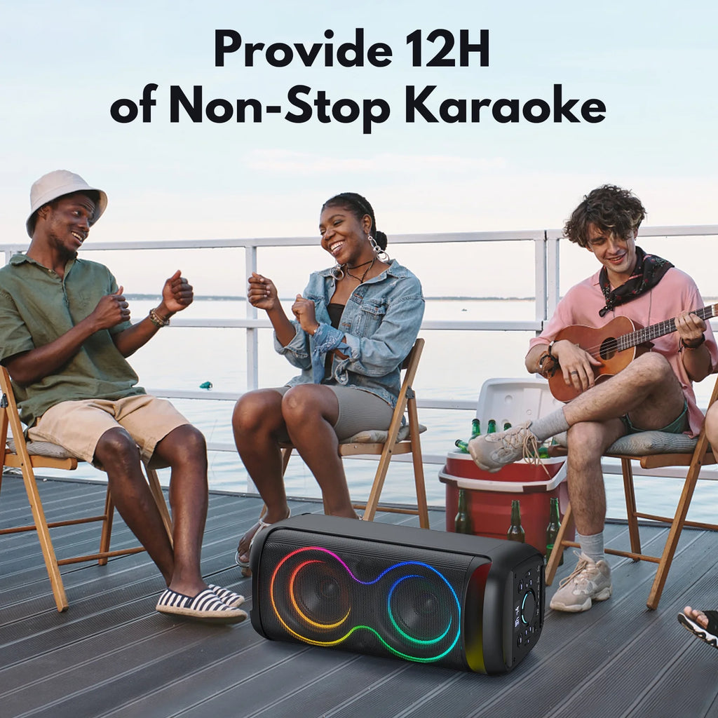 Large Party Speaker, Big Outdoor Speaker Bluetooth with Dj Lights, Powerful Deep Bass for Outdoor Backyard Party