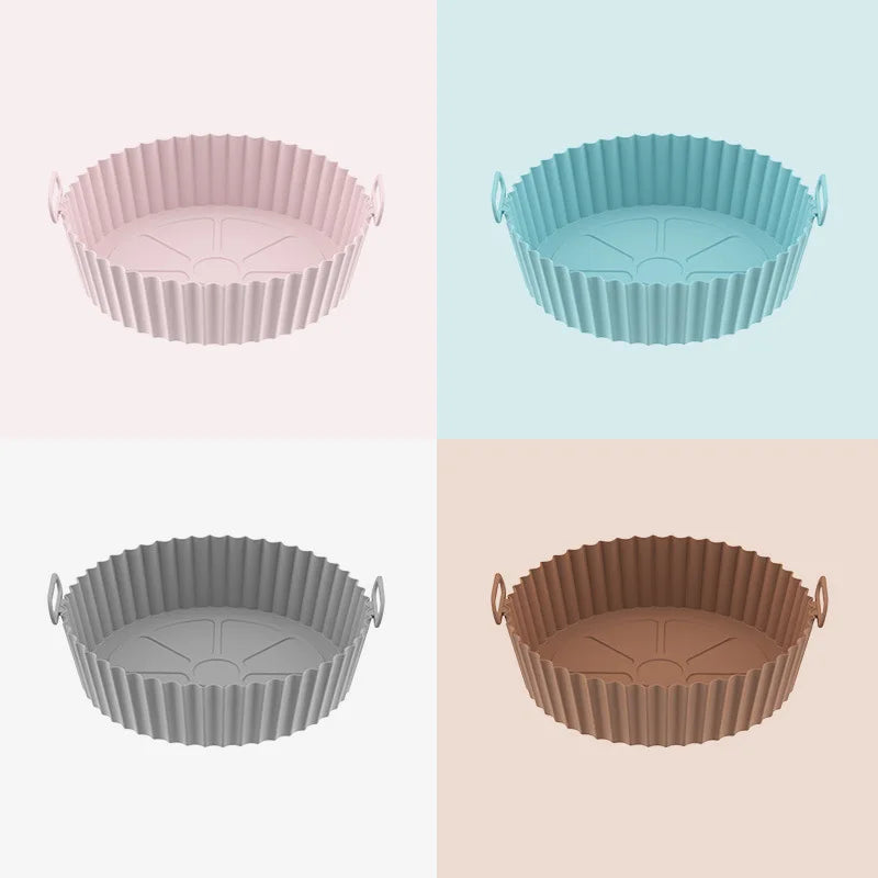 Air Fryer Silicone Basket Thicken Silicone Mold for Air Fryer Pot Oven Baking Tray Fried Chicken Pizza Air Fryer Accessories