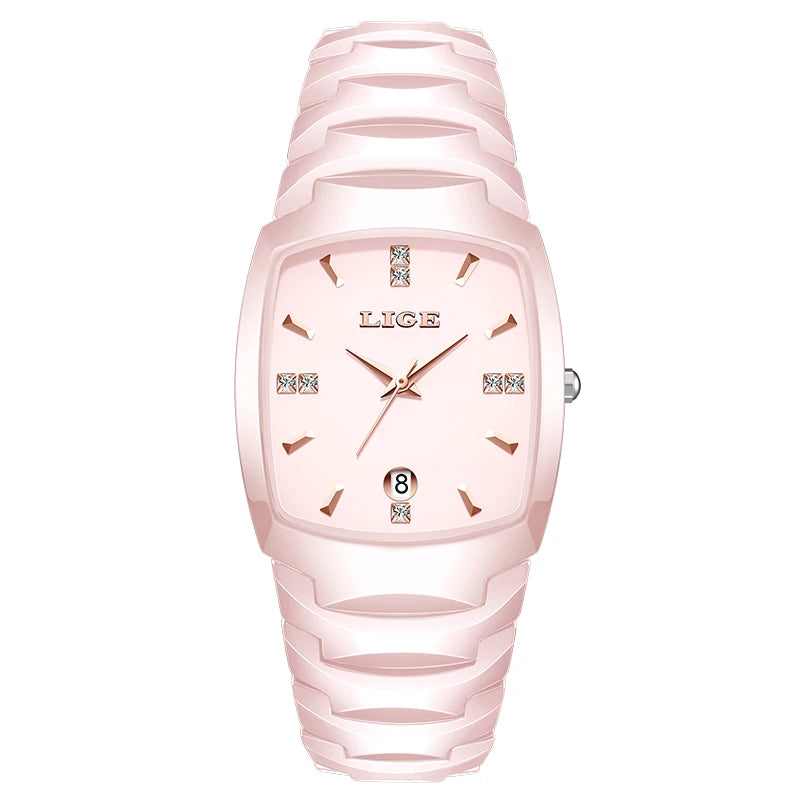 Casual Elegant Women Watch Fashion White Ceramic Strap Calendar Quartz Watch Waterproof Business Luxury Gift Ladies Watches