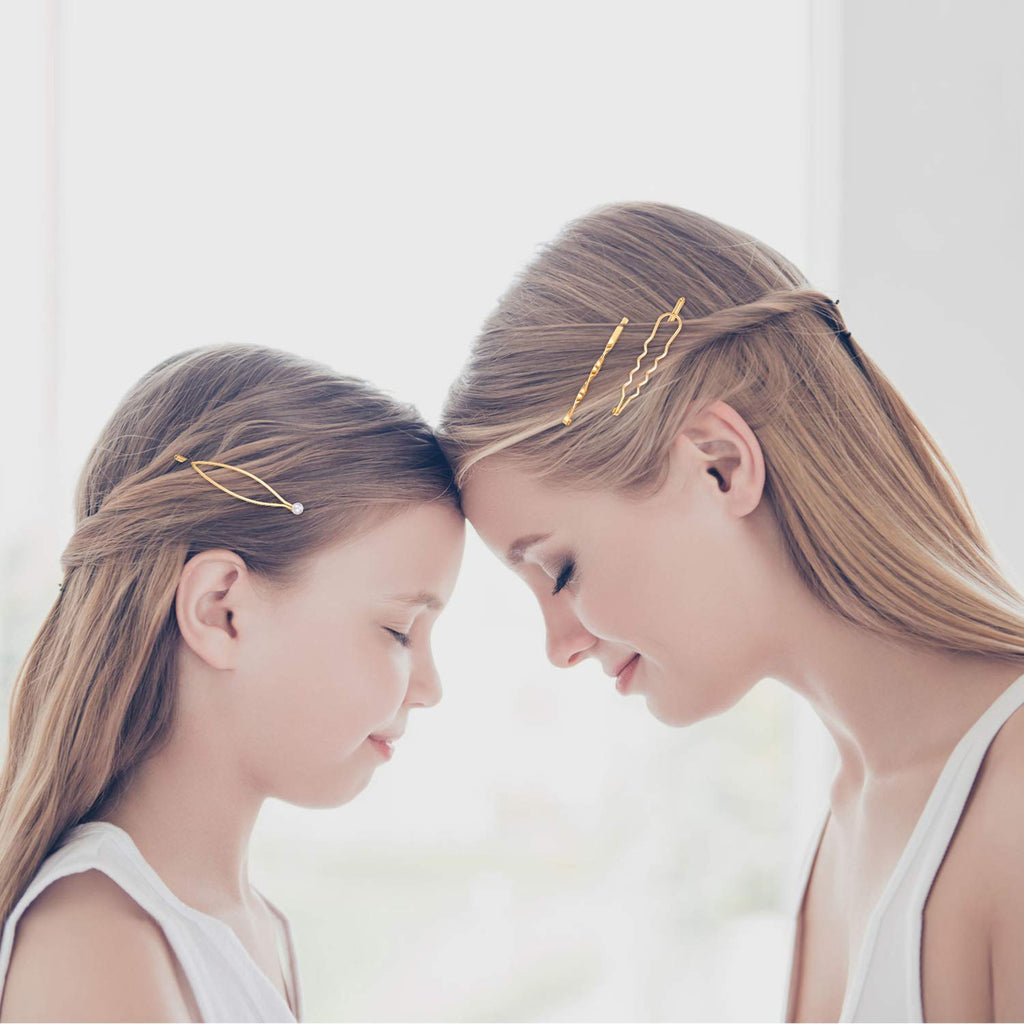 17 Pieces Gold Hair Pins Set Geometric Bobby Pin Barrettes Metal Gold Decorative Styling Jewelry Hair Clamps Accessories for Women Wedding Parties