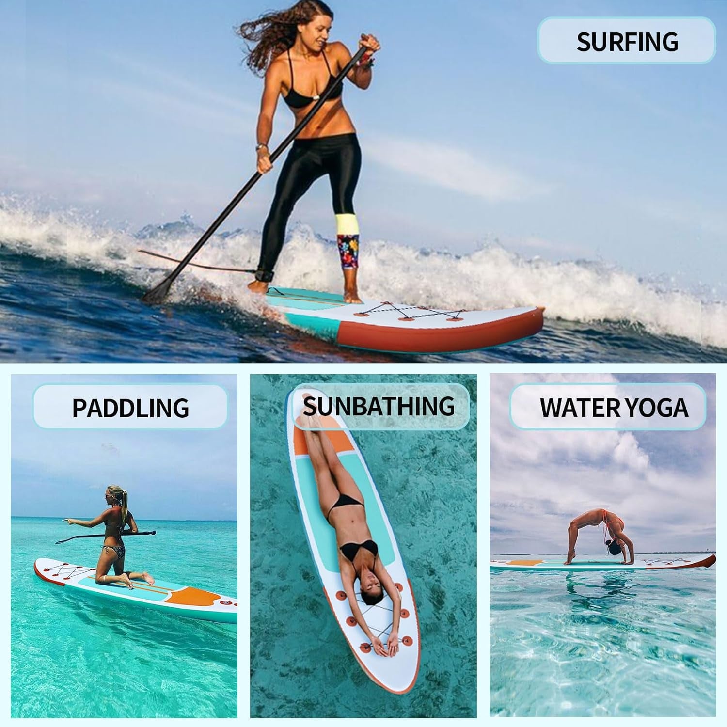 Inflatable Paddle Boards Stand up Paddleboard Wide Stable with Premium SUP Paddle Board Accessories for All Skill Levels with Fins, Adjustable Paddle, Pump, Backpack, Leash