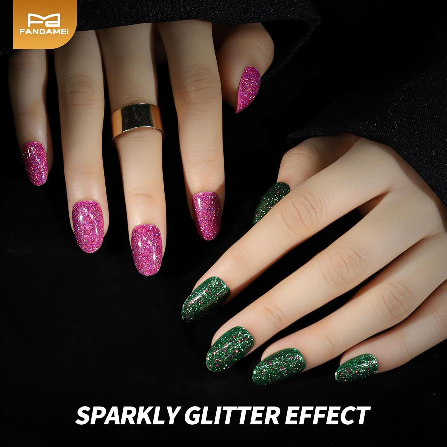 Press on Nails, 24 Colors 576PCS Cat Eye Press on Nails Short Oval, Glitter Fake Nails, Press on Nails French Tip Natural Glossy Nails for Nail Art