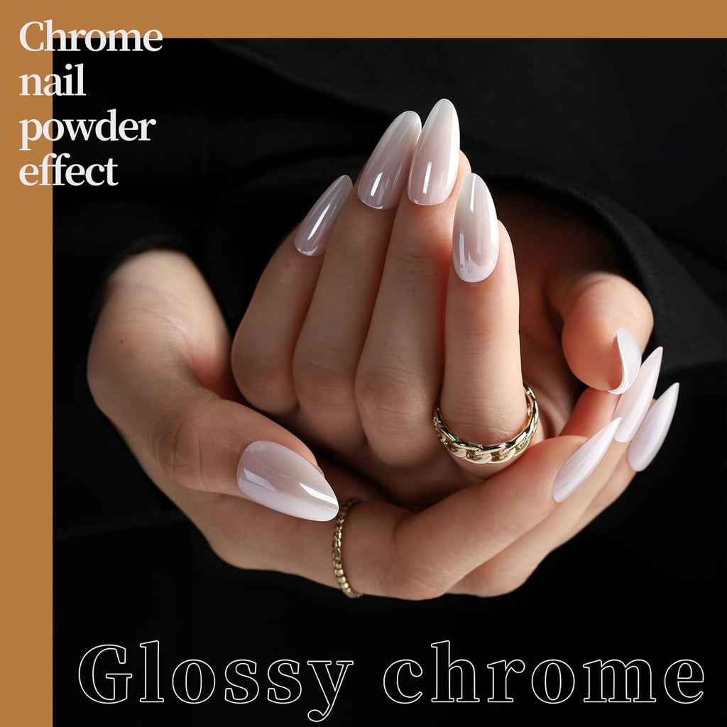 Press on Nails Almond, 6 Colors Cat Eye Press on Nails, Natural Fake Nails Glossy French Tip, Cat Eye Nails for Women Salon Quality, Christmas Iridescent Chrome Press on Nails Kit