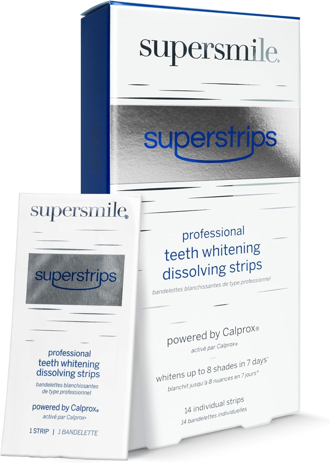 Superstrips & Professional Whitening System Kit, Dissolving Teeth Whitening Strips plus Toothpaste & Accelerator, Calprox®, Enamel Safe for Sensitive Teeth