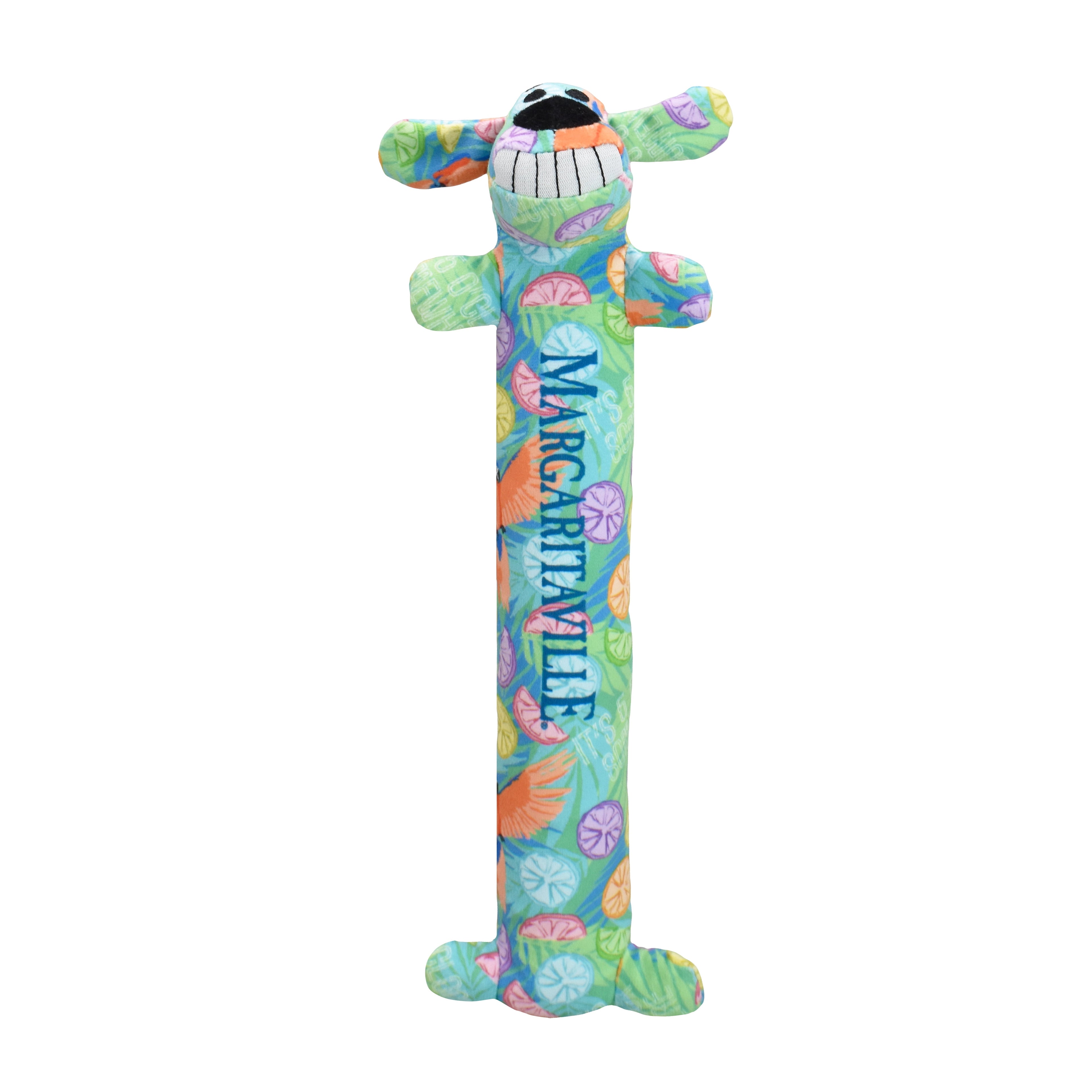 Margaritaville Summer Loofa Dog, Plush Dog Toy, 2 Pack with Tropical Patterns
