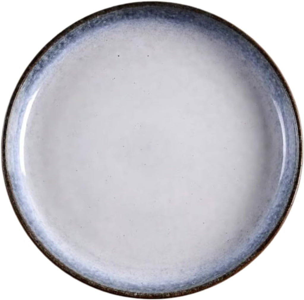 Oaklyn Mist 16-Piece Stoneware Dinnerware Set - White & Blue Reactive Glaze with Stone-Like Exterior - Modern Tableware Designs, Plates, Bowls, Mugs for Everyday Dining or Special Occasions