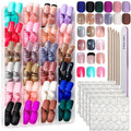 Press on Nails, 24 Colors 576PCS Press on Nails Short Square Matte Glossy. Glitter Nails Short Round. Natural Fit Lightweight Fake Nails Natural for Nail Art