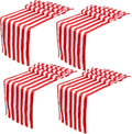 4 Pieces Striped Tablecloth Red and White Striped Table Runner Tablecloth Polyester Spring Elegant Classic Table Decor for Daily Events Family Banquet Parties Celebrations Outdoor(12 X 72 Inch)