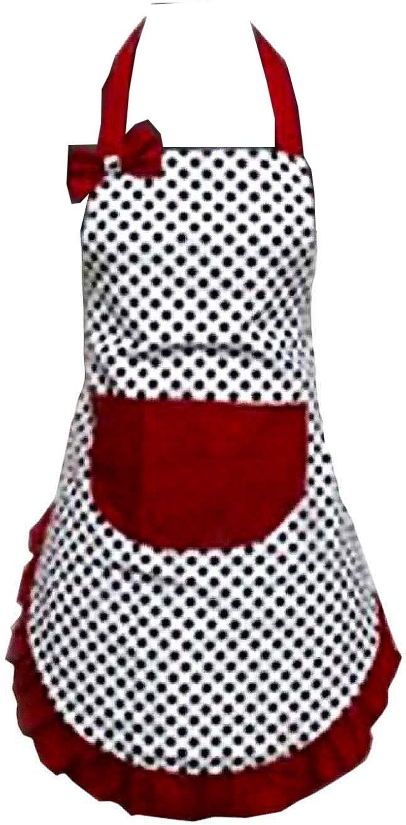 Lovely Lady Dot Flirty Canvas Funny Apron Restaurant Kitchen Aprons for Women Girls with Pocket (Black)