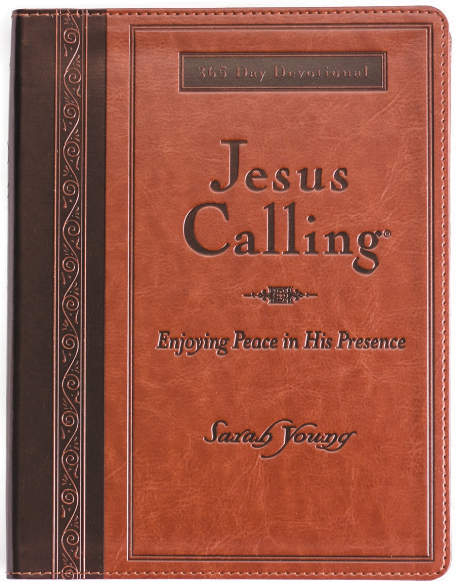 Jesus Calling, Large Text Brown Leathersoft, with Full Scriptures: Enjoying Peace in His Presence (A 365-Day Devotional)