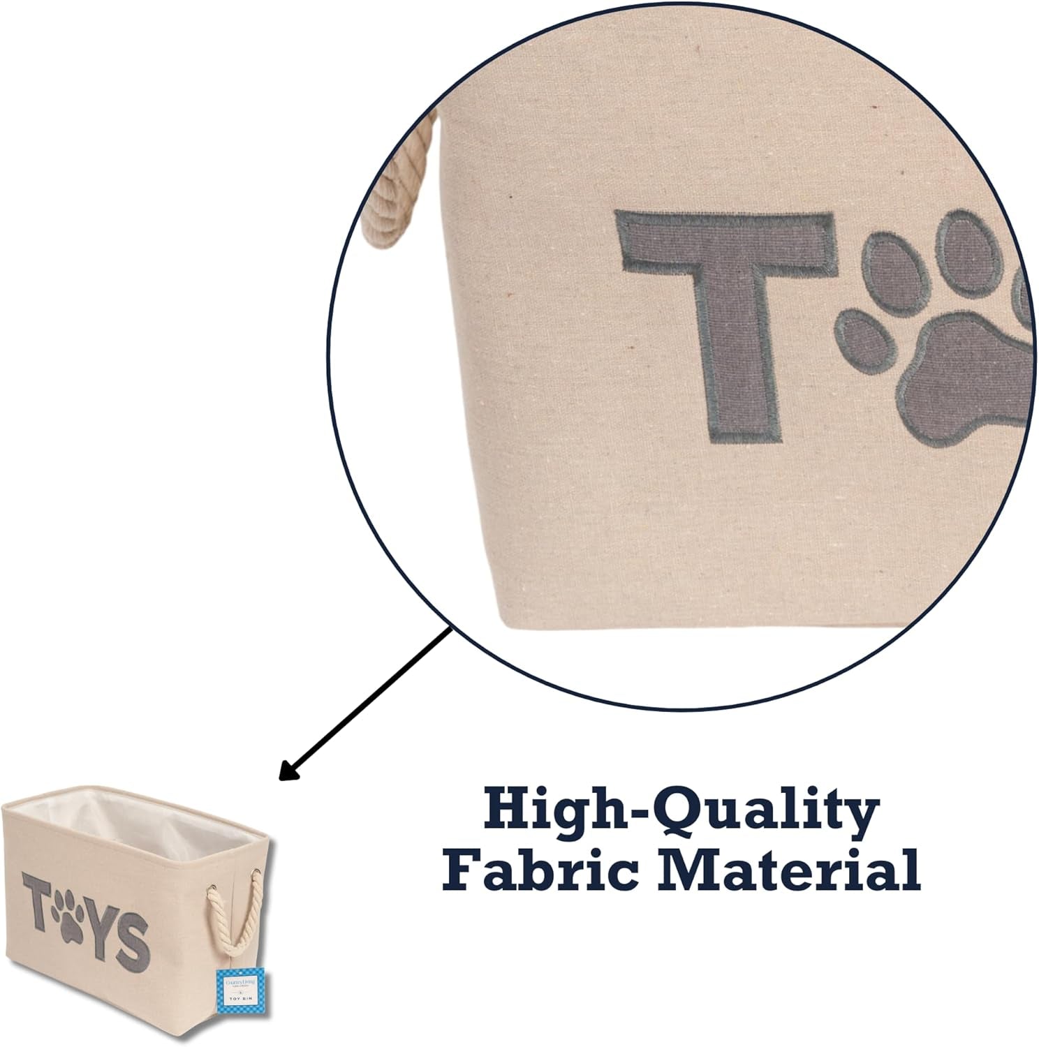 Collapsible Fabric Dog Toy Storage Bin – Durable, Stylish, Space-Saving Organizer for Pet Toys & Accessories – Neutral Design
