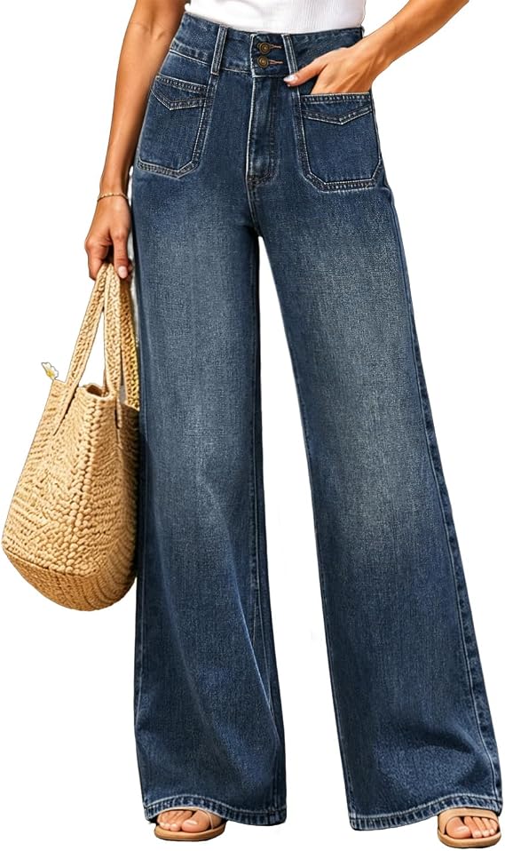 Women’S High Waisted Jeans – Stretchy  Tummy Control Straight Leg Denim Pants Trendy Jeans for Women