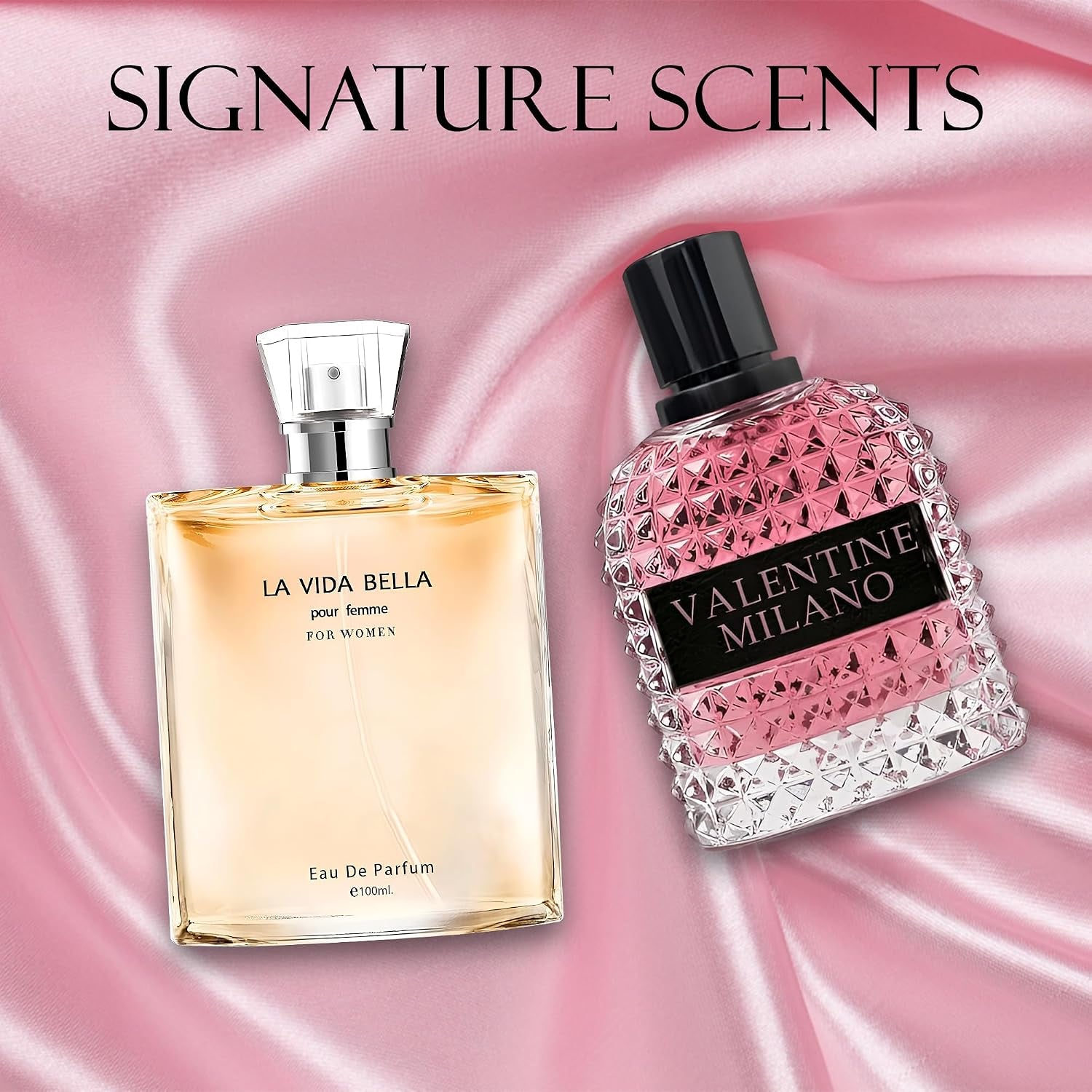 Women'S Perfume La Vida Bella&Valentine Valentine Milano Combo Set Eau De Parfum Long Lasting Fragrance 3.4 Fl Oz Spray Each for Daily Used