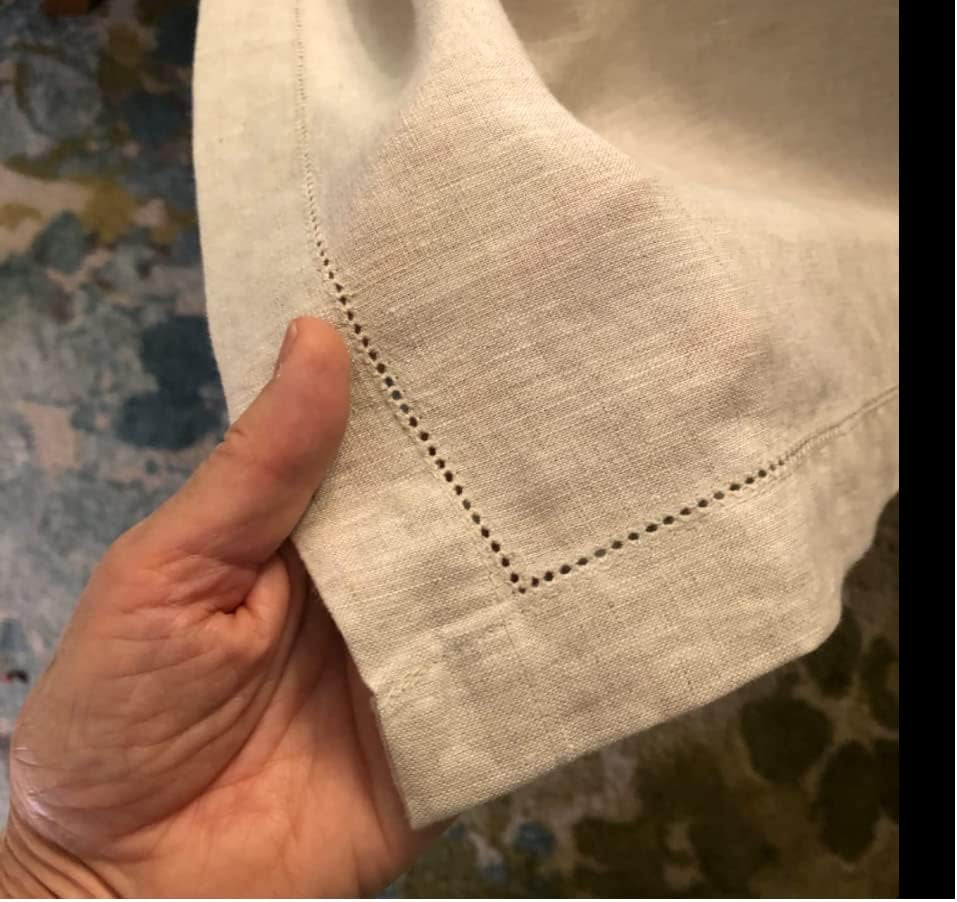 Pure Linen Hemstitch Tablecloth,100% Stonewashed French Linen Tablecloths for Kitchen Dining Rectangle Tables,60X84Inch Machine Washable Christmas Thanksgiving Organic Tablecloth-Natural Linen