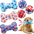 6 Pcs 4Th of July Dog Toys Patriotic Day 250Th Anniversary Puppy Tennis Balls and Squeaky Bone Plush Red White and Blue Toys for Small Medium Large Dog Plush Chew Training Toss Balls Gift