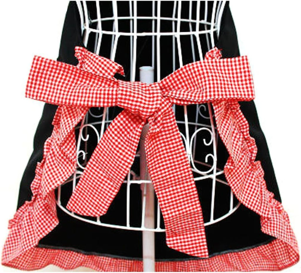 Cute Retro Aprons with Pockets for Women Girls Vintage Kitchen Cooking Apron for Mother Gift (Red)