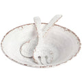 Mauna 14 In. 30 Fl.Oz. White Melamine Serving Bowl Set with Serving Utensils (Set of 3)