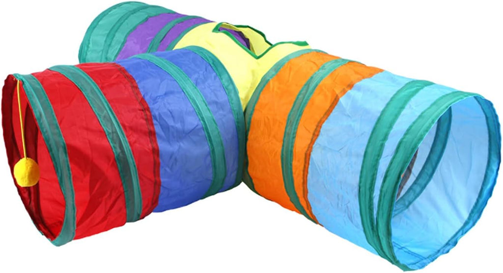 32Pcs Cat Toys Kitten Interactive Pet Toys Assortments, Foldable Rainbow Tunnel,