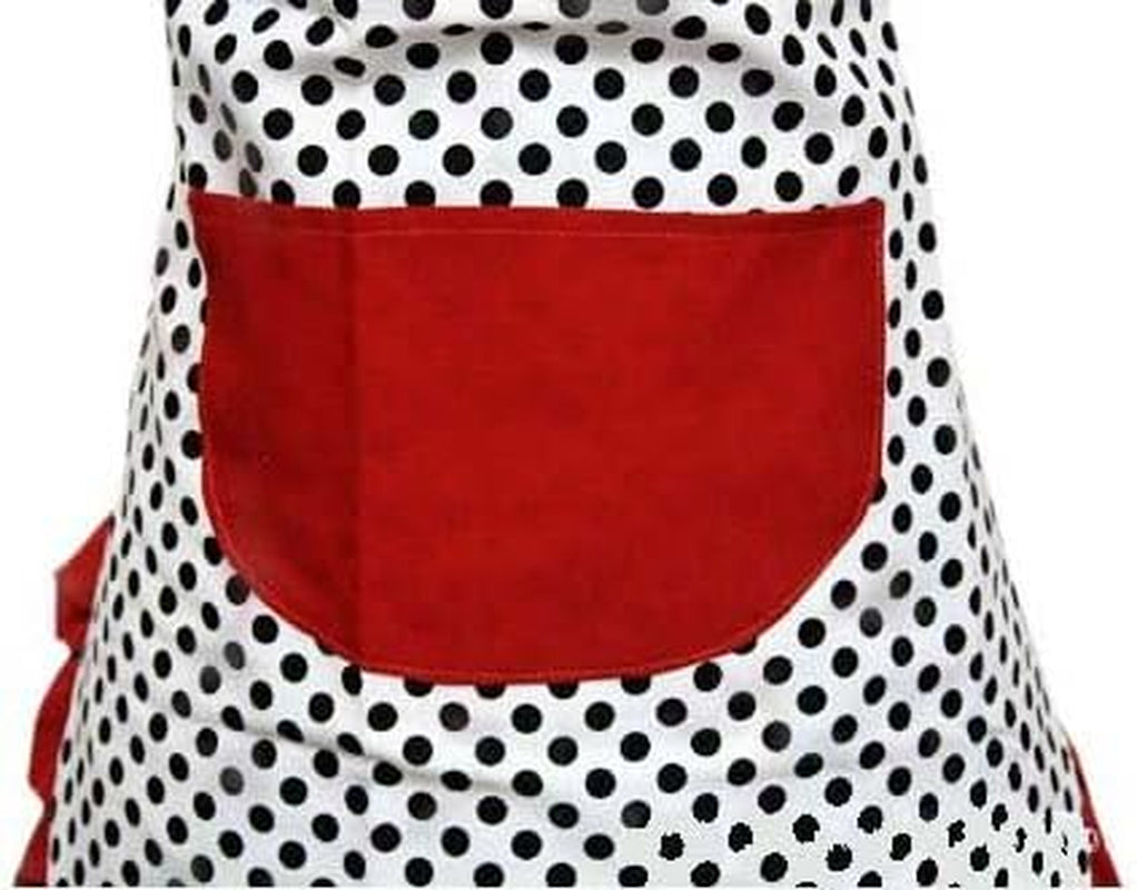 Lovely Lady Dot Flirty Canvas Funny Apron Restaurant Kitchen Aprons for Women Girls with Pocket (Black)