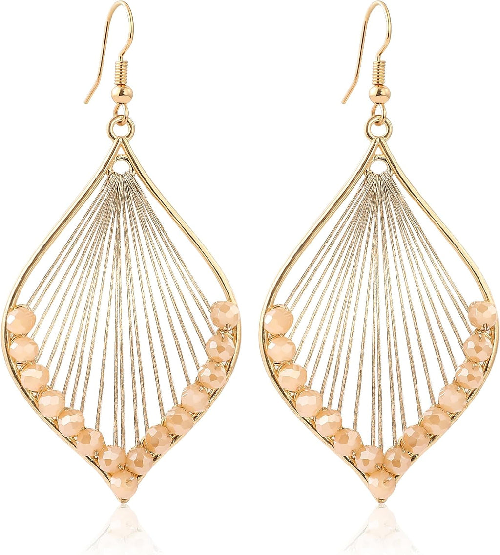 Silver/Gold Boho Dangle Statement Earrings for Women Trendy,Handmade Vintage Dainty Cute Long Drop Summer Earrings,Fashion Accessories Jewelry Gifts
