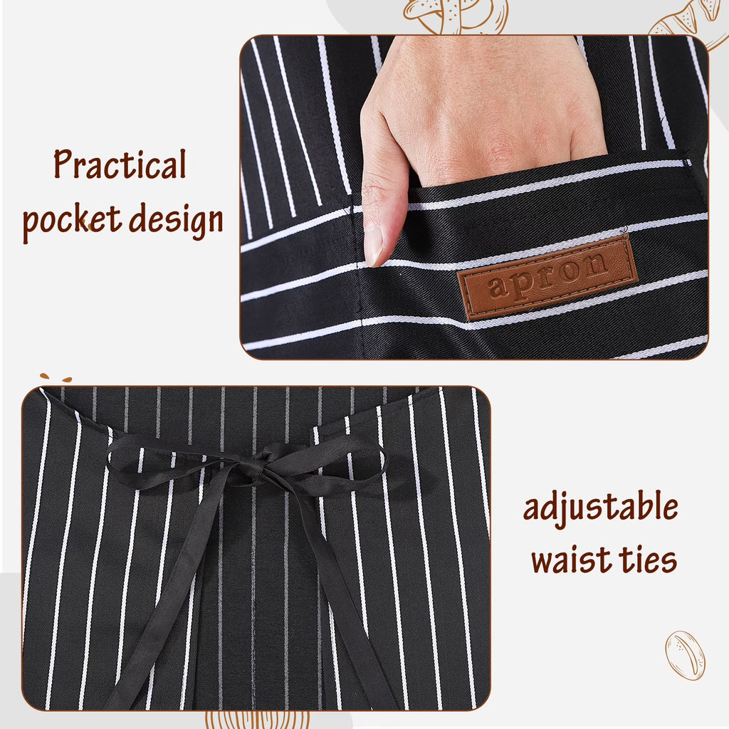 2 Pack Chef Aprons for Cooking & Baking - Soft Restaurant Quality Kitchen Aprons with Adjustable Neck & Long Tie, 2 Pockets Protective Aprons for Men & Women, BBQ Grilling Baking