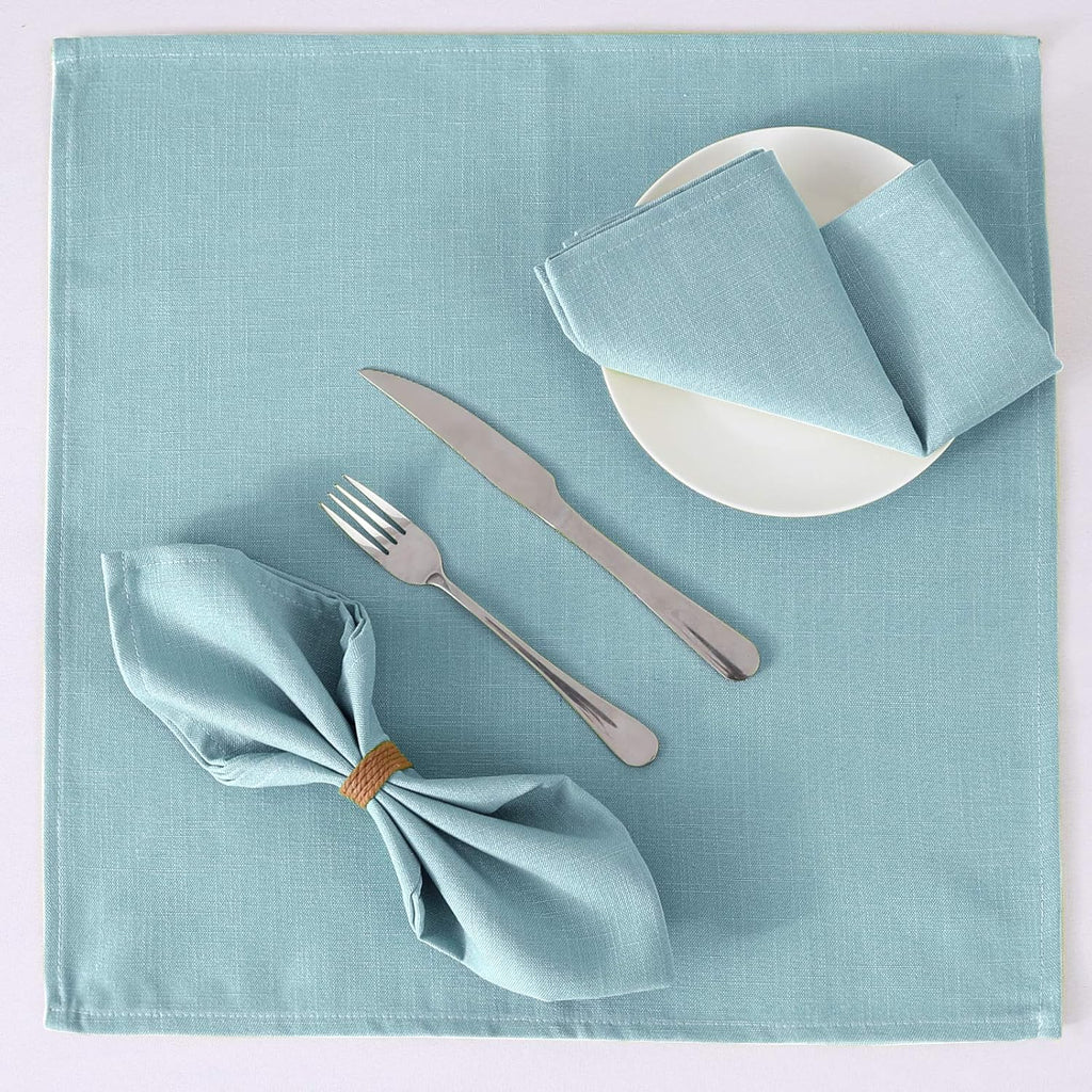 Cloth Napkins Set of 12 (18" X 18") Linen Textured Dinner Napkins Waterproof Extra Soft Thick Durable Reusable Napkins with Hemmed Edges for Dinners, Weddings and Everyday Use, Aqua