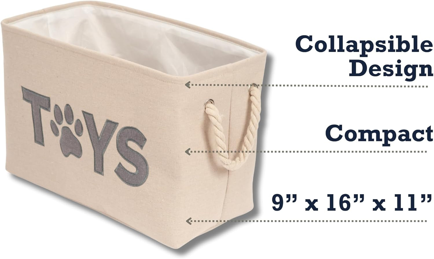 Collapsible Fabric Dog Toy Storage Bin – Durable, Stylish, Space-Saving Organizer for Pet Toys & Accessories – Neutral Design