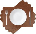 Cowhide Pattern Faux Leather Placemats Set of 4,Heat Resistant Non-Slip Waterproof Wipeable Washable Kitchen Dining PU Table Place Mats,Double-Sides Available,Dark Coffee