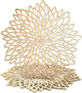 10 Pack Gold Vinyl Placemats - 14.4" X 14.4" round Table Mats and Plate Chargers with Leaf Design for Elegant Table Decor and Protection - Stylish Charger Plates for Events and Wedding Parties