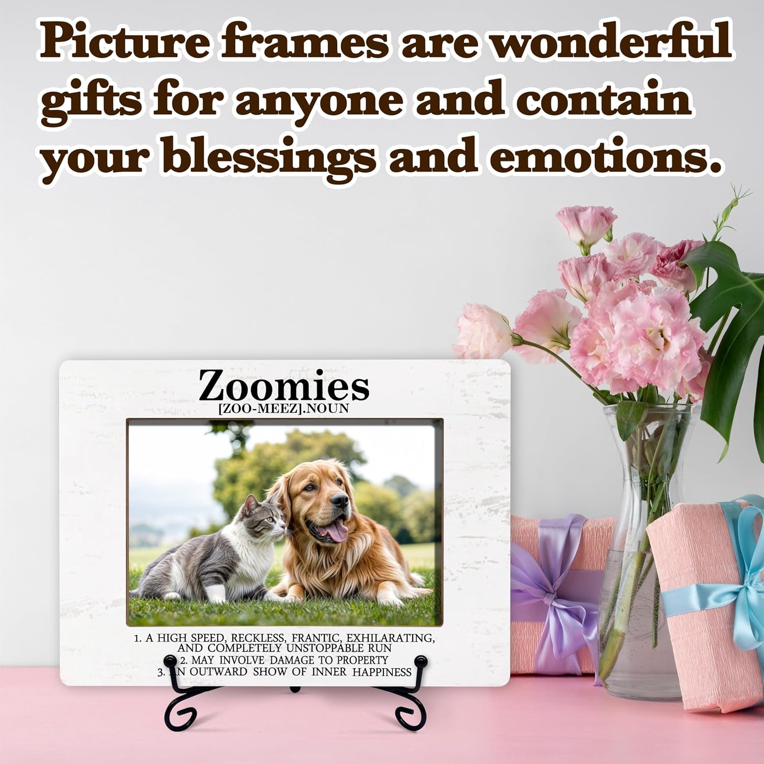 Dog Picture Frame for Dog Lovers, Dog Themed Gifts for Birthday Christmas Thanksgiving, Zoomies Definition Photo Frame, Dog Room Decor Gifts for Women Friends Sister Dog Mom Dog Owner Pet Lover -24
