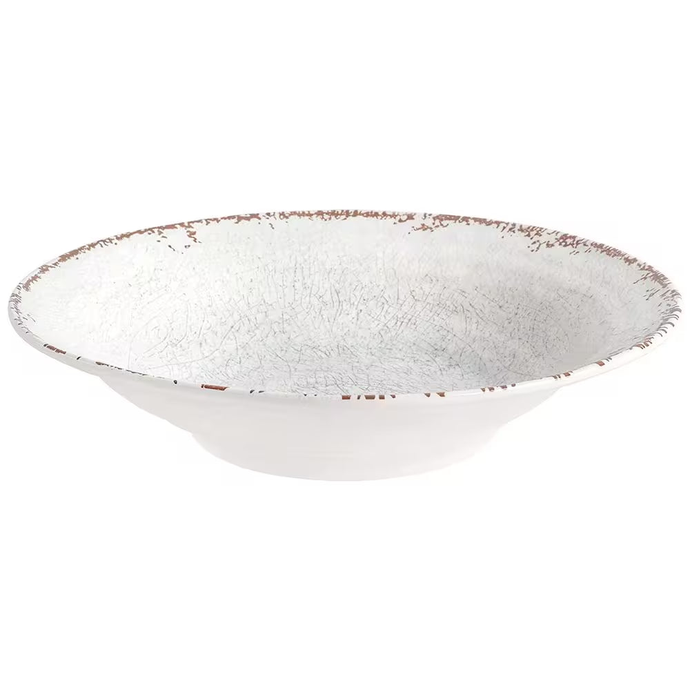 Mauna 14 In. 30 Fl.Oz. White Melamine Serving Bowl Set with Serving Utensils (Set of 3)