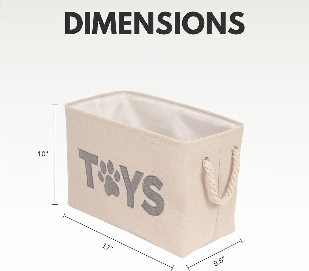 Collapsible Fabric Dog Toy Storage Bin – Durable, Stylish, Space-Saving Organizer for Pet Toys & Accessories – Neutral Design