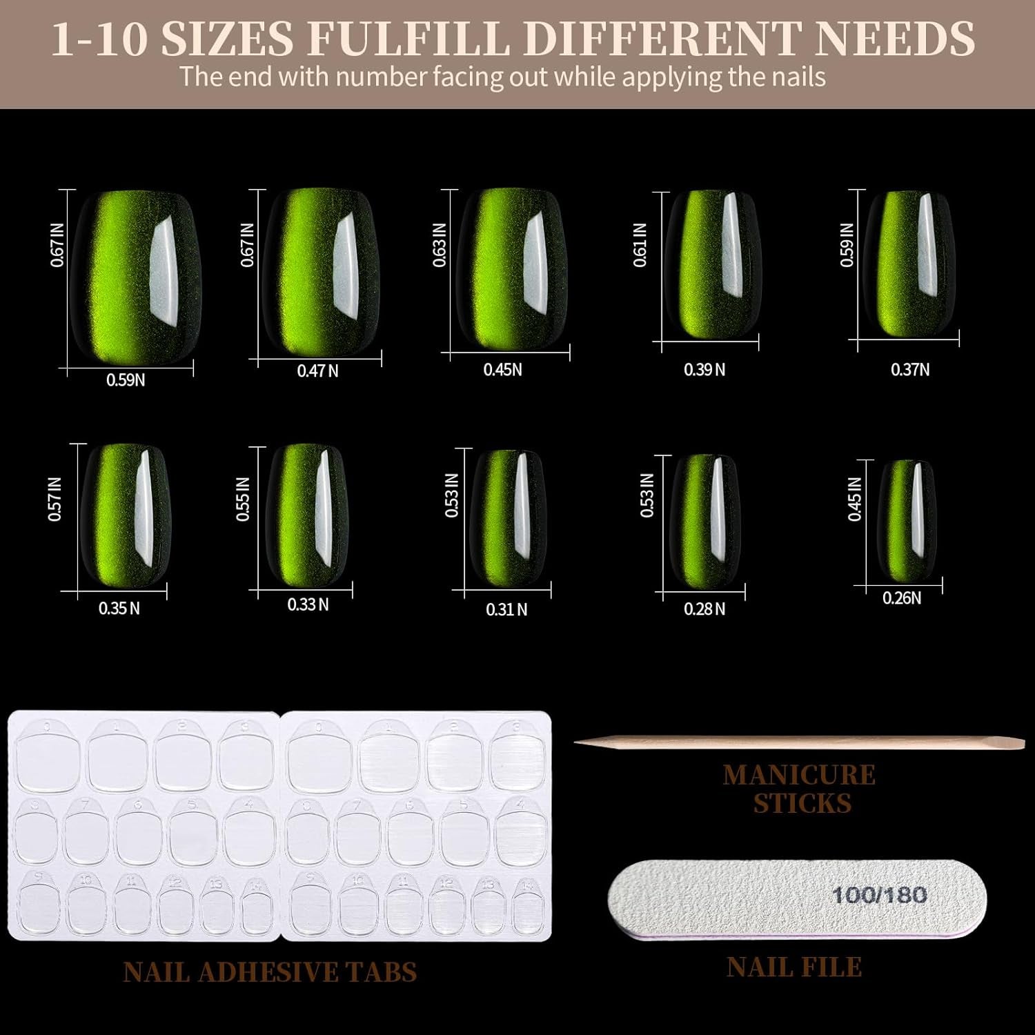 Press on Nails, 6 Colors Cat Eye Press on Nails Short, Natural Fake Nails Glossy French Tip, Cat Eye Nails for Women Salon Quality, Christmas Iridescent Press on Nails Kit