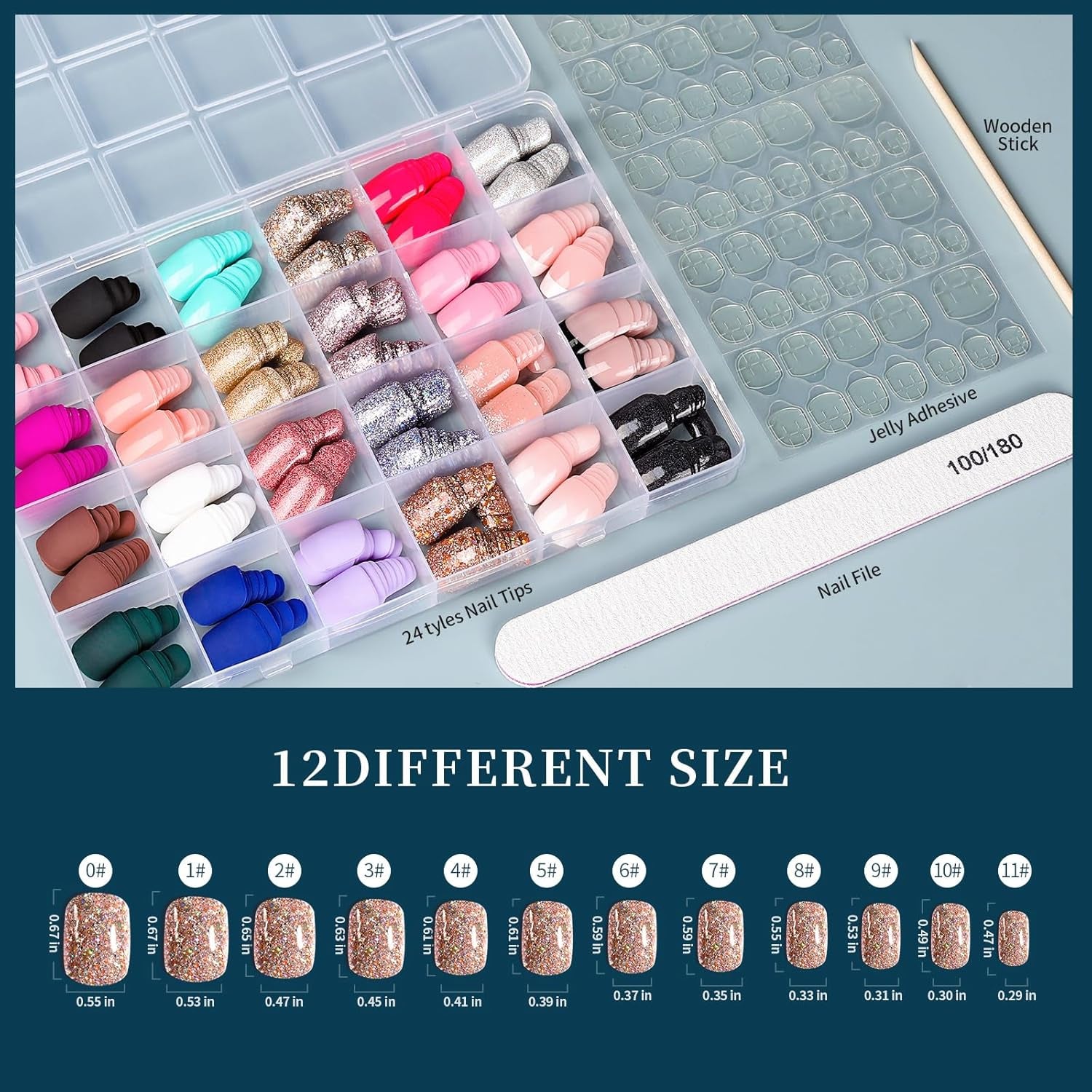 Press on Nails, 24 Colors 576PCS Press on Nails Short Square Matte Glossy. Glitter Nails Short Round. Natural Fit Lightweight Fake Nails Natural for Nail Art