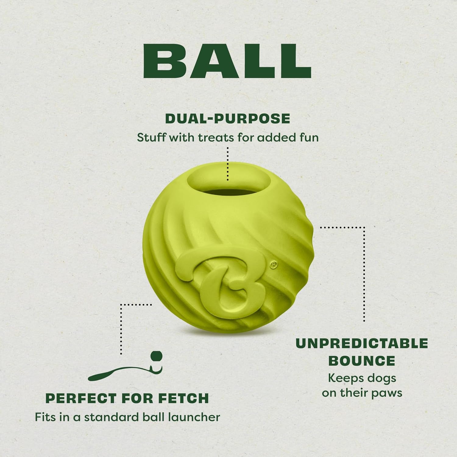 Ball/Bone Medium/Pawbler Rubber Pet Toys, 3-Pack